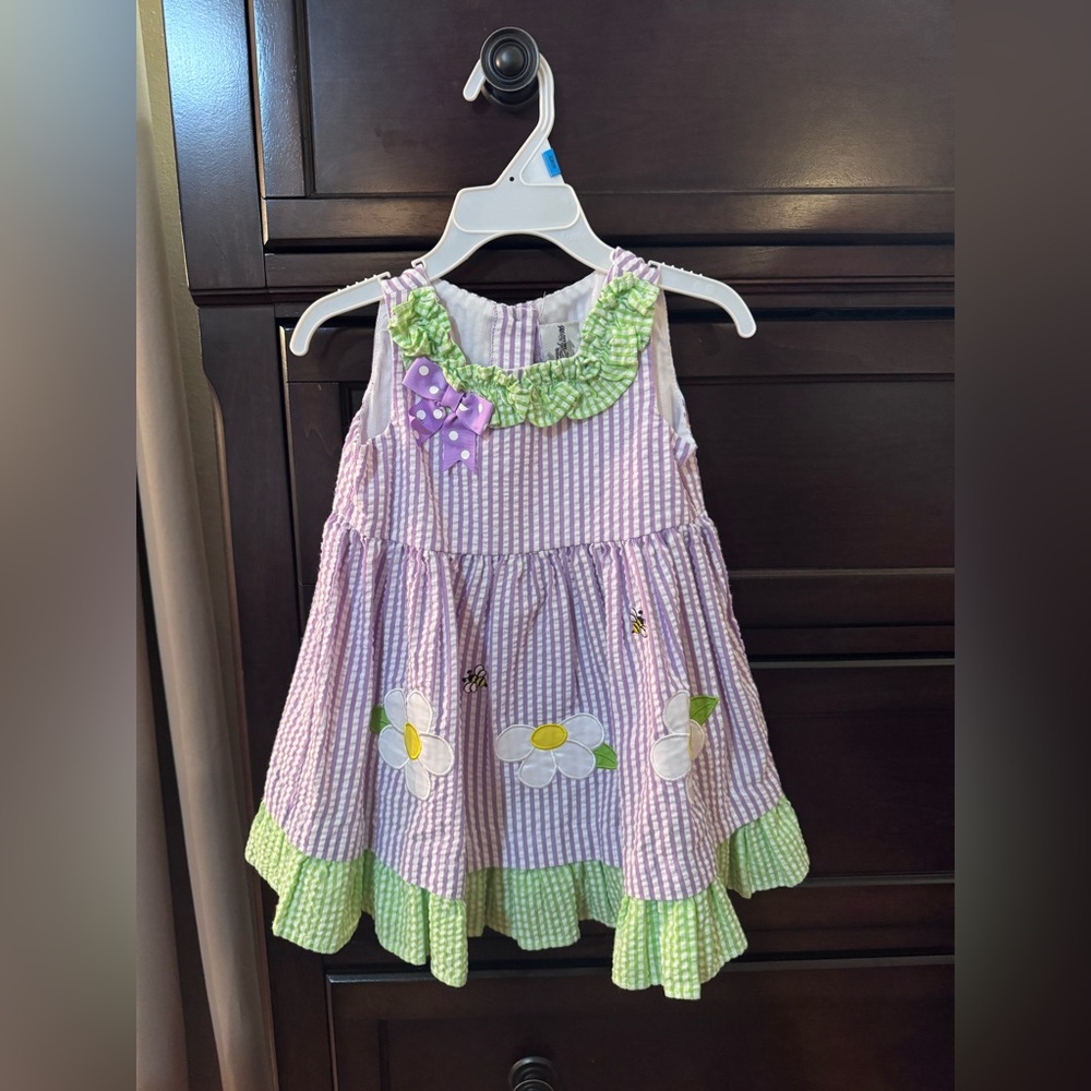 3x35 Rare Editions Purple and Green Striped Dress